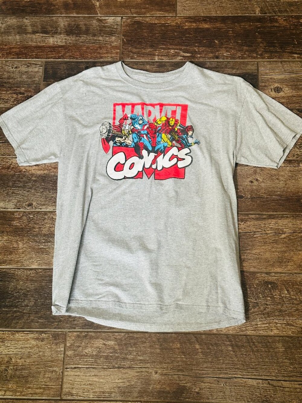 Marvel Comics T Shirt Men's Large L Grey - Large Graphic Tee Spider-Man Iron Man - Picture 2 of 8